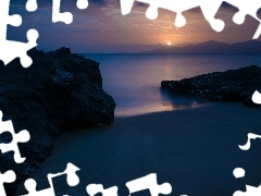 Zachód, Skały, Ocean, Słońca, Plaża