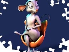 3D, Fotel, Myszka