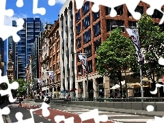 Sydney, Street, York, Domy, Fragment, Drapacze, Chmur