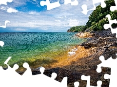 Horyzont, Skaliste, Brzeg, USA, Wybrzeże, Michigan, Morze