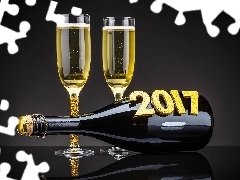 Nowy Rok 2017, Sylwester, Szampan, Kieliszki