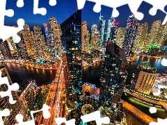 Z lotu ptaka, Drapacze chmur, Dubaj, Noc