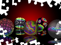 Grafika 3D, Kule, Kolorowe, Wzorzyste
