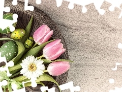 Pisanki, Tulipany, Wielkanocna, Gerbera, Dekoracja