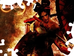 Parasol, Soul Calibur, Kobieta, Ogień, Setsuka