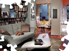 Pokój, Książki, Sofa, Stolik