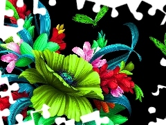 Kwiaty, Motyle, Grafika 2D