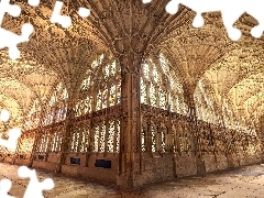 Wnętrze, Architektura, Anglia, Katedra, Gloucester