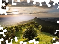 Wschód słońca, Zamek Hohenzollern, Góra Hohenzollern, Ni