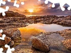 Morze, Plaża Boulders Beach, Zachód słońca, Republika Po
