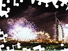 Noc, Fajerwerki, Dubaj, Hotel