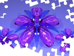 Szklane, Kwiaty, Grafika 3D