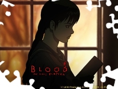 napisy, zamyslenie, Blood The Last Vampire, okno, postać