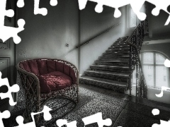 Zaniedbane, Fotel, HDR, Schody