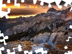 Trawa, Jesień, Góry, Włochy, Chmury, Dolomity