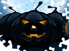 Dynie, Czarne, Halloween, Trzy