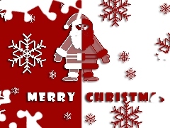 Napis, Grafika, Mikołaj, Boże Narodzenie, Biało-czerwona, Merry Christmas, Gwiazdki