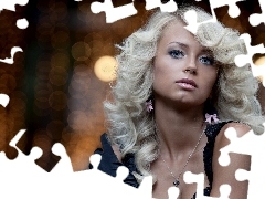 Blondynka, Długowłosa, Kobieta, Wisiorek, Opalona