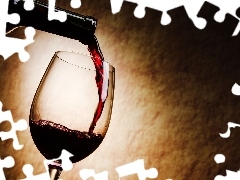 Butelka, Kieliszek, Czerwone, Wino