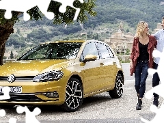 2017, Volkswagen Golf 7, Kobieta, Mężczyzna, Droga, Facelift