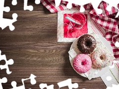 Napój, Pączki, Serwetki, Donuty, Trzy, Słomki, Deski
