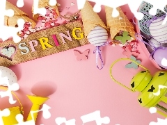 Konewka, Lampion, Spring, Tulipany, Napis, Pisanki, Wielkanoc, Tabliczka