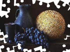 Gliniane, Naczynia, Winogrona, Melon, Ciemne