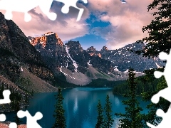 Park Narodowy Banff, Kanada, Jezioro Moraine, Drzewa, Gór