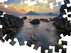 Szkocja, Skały, Morze, Wyspa Skye