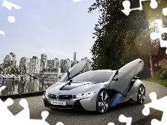 BMW i8 Concept, Drzwi, Miasto, Otwarte