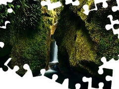 Mech, Wodospad, Tasmania, Upper Chasm Falls, Skały, Roślinność, Australia