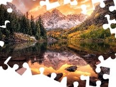 Jezioro Maroon Lake, Stan Kolorado, Odbicie, Stany Zjednoczo