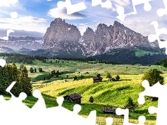 Dolomity, Góry Sassolungo, Płaskowyż Seiser Alm, Dolina V
