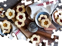 Marmolada, Ciasteczka, Sitko, Ścierka, Deski, Nadzienie
