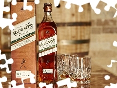 Pudełko, Johnnie Walker, Dwie, Select Casks, Whisky, Butelka, Szklanki