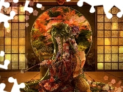 Fajka, Kimono, Dziewczyna, Lisek