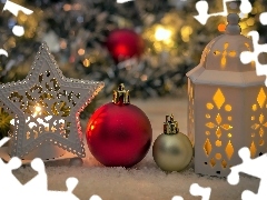 Gwiazda, Świeca, Lampion, Bombki, Boże Narodzenie