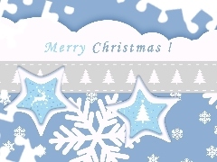 Gwiazdki, Niebieskie tło, Życzenia, Merry Christmas, Boże Narodzenie