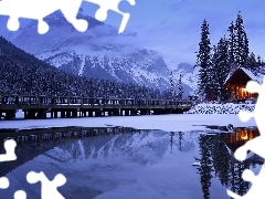 Park Narodowy Yoho, Zima, Jezioro Emerald Lake, Dom, Prowi