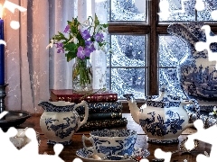 Kwiaty, Porcelanowa, Książki, Zastawa, Filiżanka, Świeca