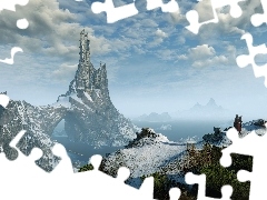 Wiedźmin 3 Dziki Gon, Gra, Góry, Zamek, Geralt, The Witcher 3 Wild Hunt