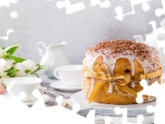 Pisanki, Tulipany, Babka, Filiżanki, Wielkanoc