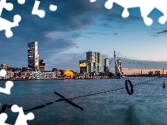 Most Erasmusbrug, Rzeka Nowa Moza, Holandia, Wieżowiec Maas