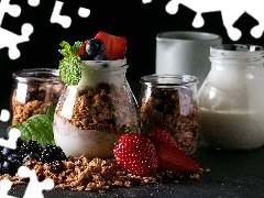 Płatki, Śniadaniowe, Jeżyny, Owoce, Truskawki, Jogurt, Słoiczki, Borówki