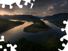 Zakole, Rzeka Arda, Góry Rodopy, Zachód słońca, Meander,