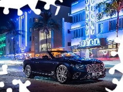 Domy, Noc, Cabrio, Ulica, Bentley Continental GT V8