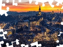 Kościół, Szwajcaria, Wieczór, Domy, Berno
