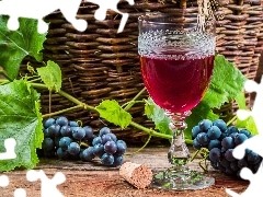 Wino, Koszyk, Winogrona, Kieliszek, Kiście