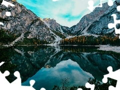 Drzewa, Jezioro, Odbicie, Góry