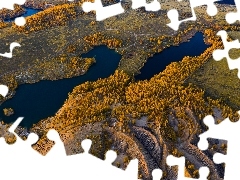 Jeziora, Z lotu ptaka, Lasy, Wzgórza, Obwód tulski, Rosja,